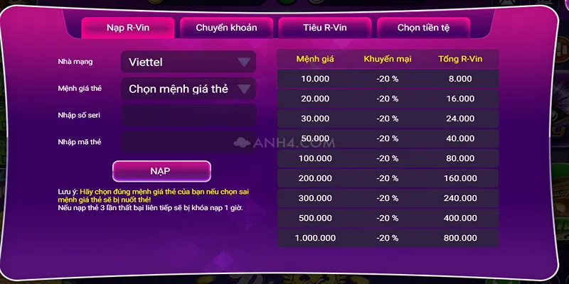 Lưu ý quan trọng khi nạp tiền R88 cần biết