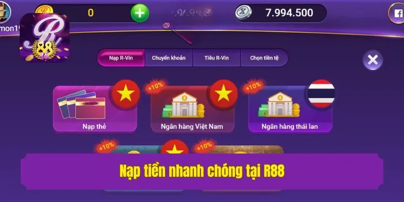 Nạp tiền nhanh chóng để không bỏ lỡ bất kỳ kèo thơm nào